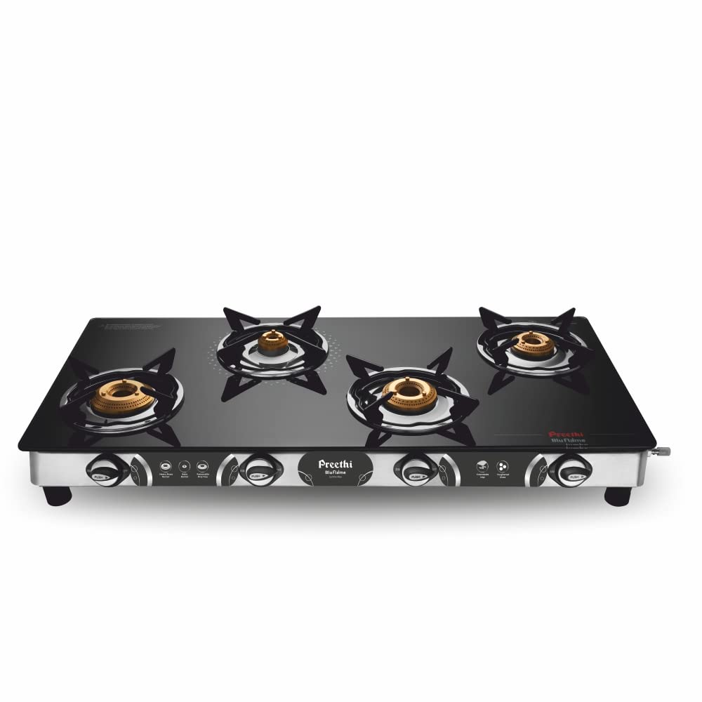 Preethi Jumbo Max Glass Top LPG Gas Stove with 4 Burner (GTS 118)